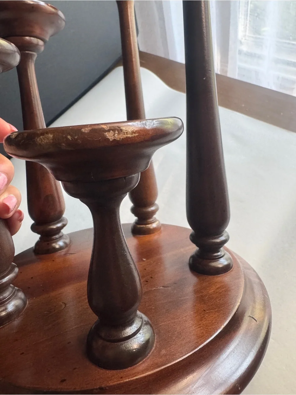 Vintage Mid Century Teak 5 Graduated Tiers Candleholder